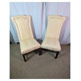 Pair of Vtg Upholstered High-Back Chairs