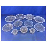 Clear Hobnail Glass Serving Dish & Cup Set
