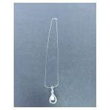 925 Silver Opal and Diamond Pendant Necklace