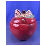 Red Apple Glass Cookie Jar
