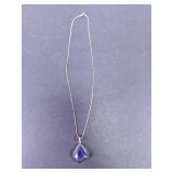 925 Sterling Silver and Lapis Pendant Necklace