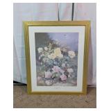 Framed Still Life of Pink & Yellow Roses Print