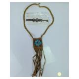 Western Faux Suede Fringe Necklace & Bracelet Set