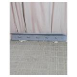 Vintage Blue Wooden Wall Shelf w/ 5 Peg Hooks