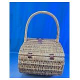 Wicker Picnic Basket with Utensils & Glasses Set