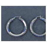 925 Sterling Silver Greek Key Hoop Earrings