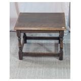 Vtg Oak Joint Stool Style Accent Side Table