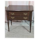 Vintage Ethan Allen 2-Drawer Wooden Side Table