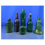 Embossed Green Glass Bottle Collection