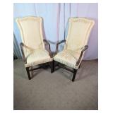 Pair of Vtg Upholstered High-Back Chairs