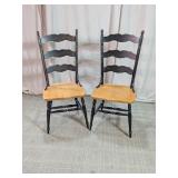 Vintage Wooden Ladder Back Dining Chairs Duo