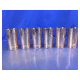 Vtg Pink Iridescent Hex Optic Glass Tumblers