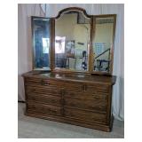 Ethan Allen Solid Wood Dresser w/ Tri-Fold Mirror