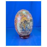 Vtg Satsuma Style Peacock Decorative Egg