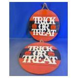 Trick or Treat Round Wooden Hanging Sign