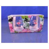 Mrs. & Mrs. Flamingo Stemless Wine Glasses