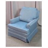 Paul Robert Blue Striped Upholstered Armchair