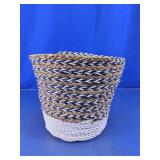 Braided Woven Basket With Striped Pattern