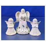 White Ceramic Angel Figurine & Candle Holder Set