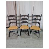 Vintage Wooden Ladder Back Chairs Trio