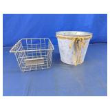 Bucket Planter & Wire Storage Basket Set