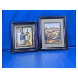 Framed Wine Bottles & Vineyard Wall Art Pair