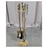 Vintage Brass Fireplace Tool Set w/ Stand