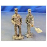 Vtg Metal Railroad Worker Mini Figures Pair