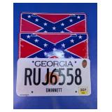 Georgia & Rebel Flag License Plates Trio