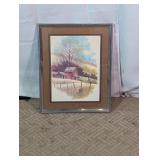 Framed Farmhouse Windmill Landscape Print