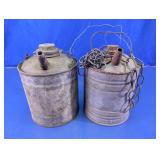 Vintage Galvanized Metal Oil Cans Duo