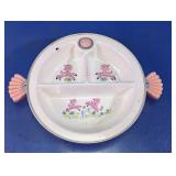 Vintage Baby Feeding Warming Dish Plate Lambs