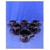 Black Glass Espresso Cup and Saucer Set