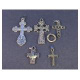 Assorted Silver Tone Cross Pendants Lot