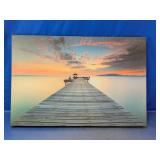 Coastal Pier Sunset Canvas Wall Art