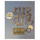 Assorted Metal Keys & Minto Suite Hotel Key Tag
