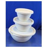 Assorted White Nesting Bowls with Lids
