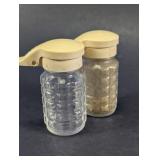Vtg Glass Salt & Pepper Shakers w/ Flip Lids Duo