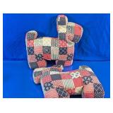 Patchwork Stuffed Fabric Dog Pair