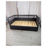 Black Wood Slatted Daybed Frame