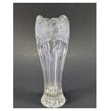 Clear Glass Rose Pattern Cut Bud Vase