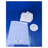 Embroidered White Table Linens