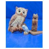Owl Figurine and Wall Decor Set