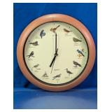 Singing Bird Quartz Wall Clock Faux Wood Frame