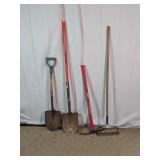 4-Piece Garden Tool Set with Husky Pick Mattock
