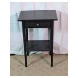 Black Wooden One Drawer Nightstand