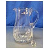 Cut Glass Pitcher With Stirring Spoon