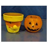Halloween Clay Planter & Pumpkin Decor Set