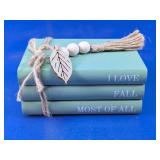 Fall Decorative Wooden Book Stack with Tassel
