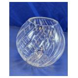 Clear Cut Glass Swirl Rose Bowl Vase